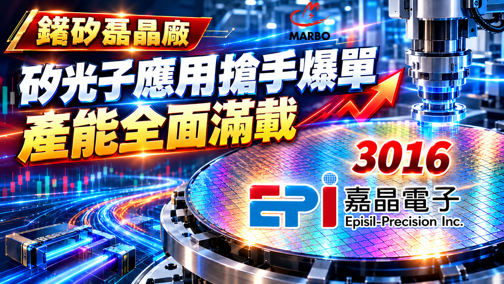 嘉晶(3016)矽光子應用搶手爆單!產能全面滿載!