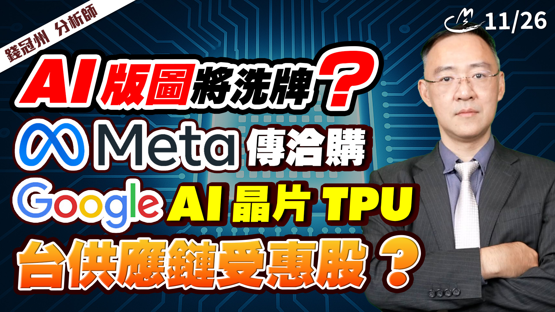 2025/11/26 AI版圖將洗牌？Meta傳洽購Google AI晶片TPU！台供應鏈受惠股?